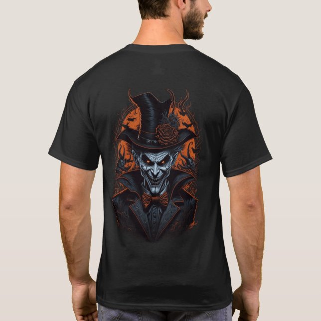 Camiseta Tocado de Monstro Gótico Assustador com Morcegos n (Verso)