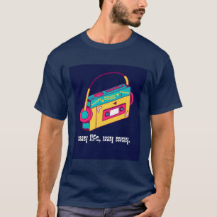 Camiseta Tocador de Cassete Neon Retro Minha Vida Minha Man