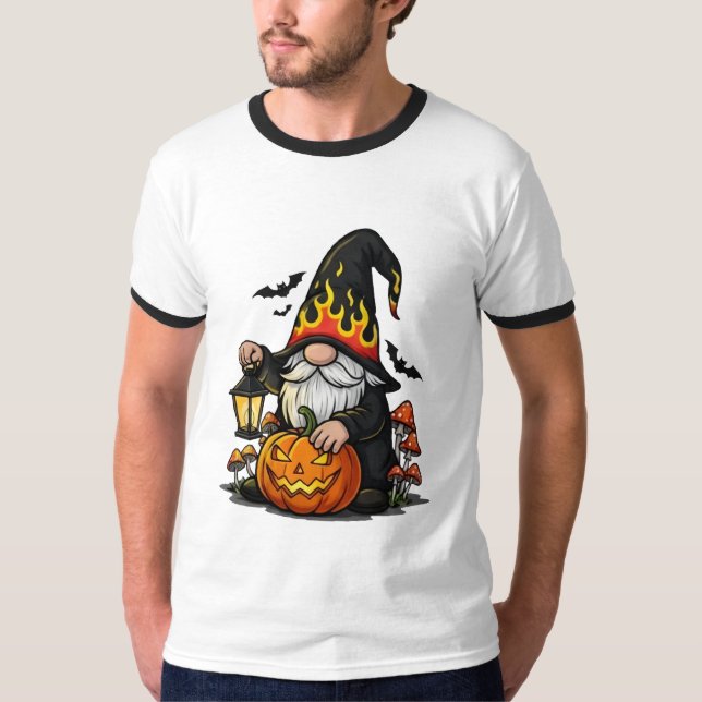 Camiseta Tocador de Sino de Gnome de Halloween (Frente)