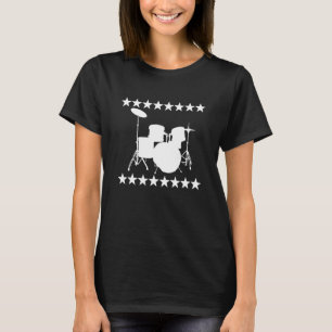 Camiseta Tocador de Tambor Vintage Retro Bateristas Bateria