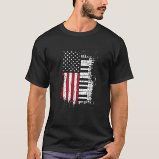 Camiseta Tocador de Teclas de Piano da Bandeira Americana P