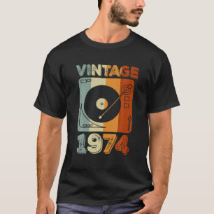 Camiseta Tocador de Vinil Vintage 1974 50 Anos Meninos