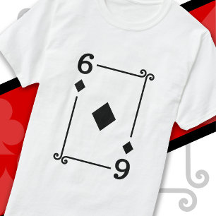 Camiseta Tocando Cartões Cartão de 6 Diamantes Seis
