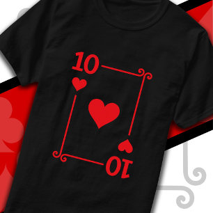 Camiseta Tocando Cartões Costume Dez Cartões 10 de Corações