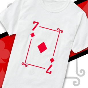 Camiseta Tocando Cartões Costume Sete Cartão 7 de Ouros