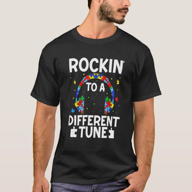 Camiseta Tocando em um Ritmo Diferente para Autismo de Garo (Frente)