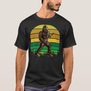 Camiseta Tocando Uma Pedra De Violão Elétrica Em Um Pé Gran