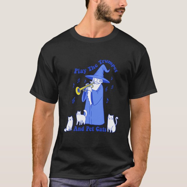 Camiseta Tocar a Trombeta e Acariciar Gatos (Frente)