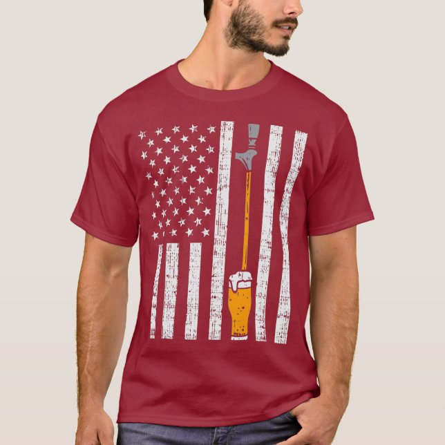 Camiseta Tocar Cerveja nos EUA Sinalizador Diversão Rascunh (Frente)
