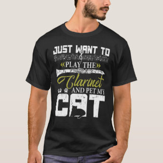 Camiseta Tocar Clarinet E Pet My Cat