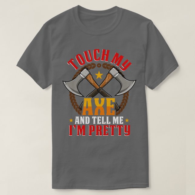 Camiseta Tocar meu Ax engraçado jogando chapéu (Frente do Design)
