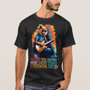 Camiseta Tocar o Violão com Brinquedos de Gato e Cordas Cus