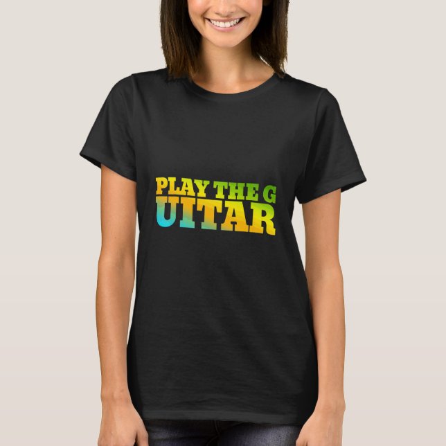 Camiseta Tocar O Violão Projetado Com Cores Da Natureza (Frente)