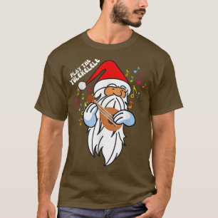Camiseta Tocar os Papais noeis Yulekele Cute Tocando o Ukul