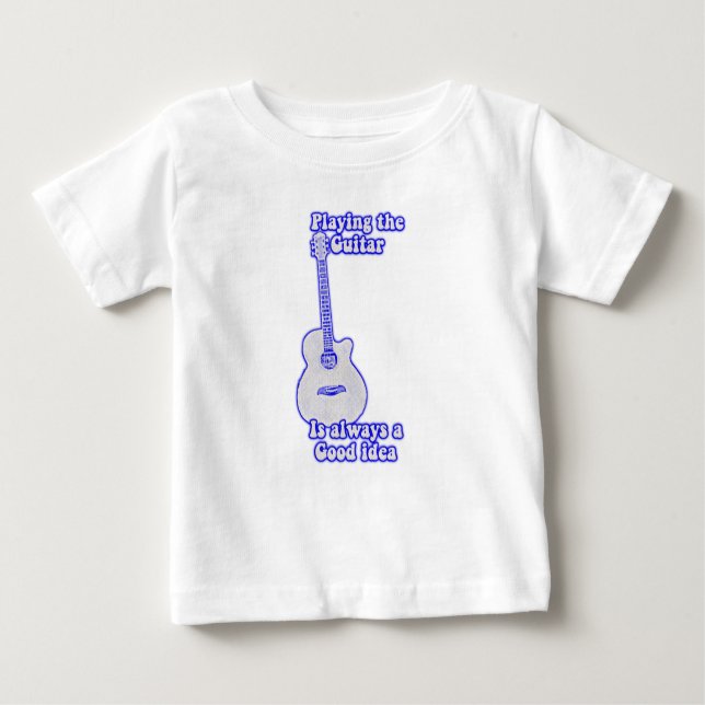 Camiseta Tocar violão é sempre uma boa ideia. azul (Frente)