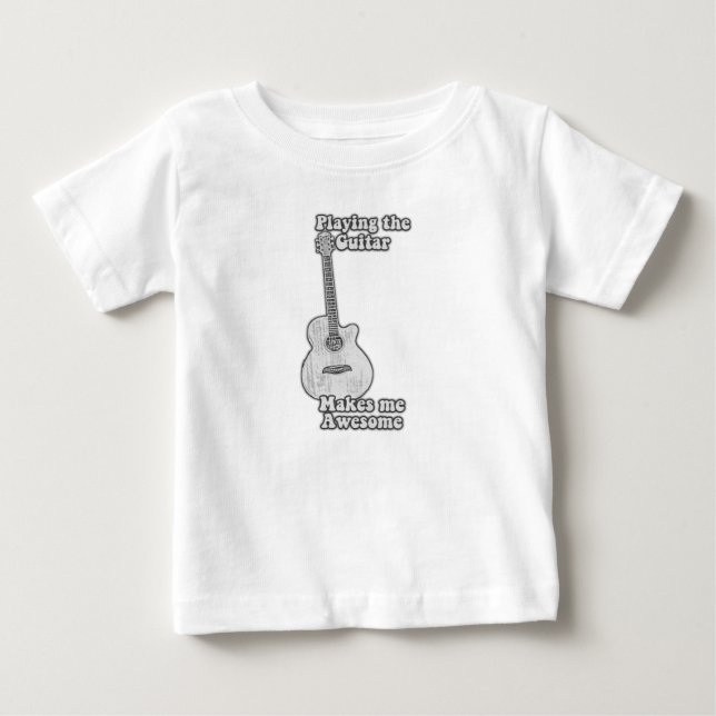 Camiseta Tocar violão me torna incrível. preto e branco (Frente)