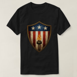 Camiseta Tocha do Escudo Patriótico Chama da Liberdade Amer