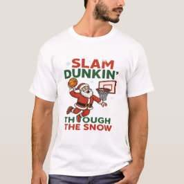 Camiseta Toco Duro Através Da Neve - Basquete de Natal