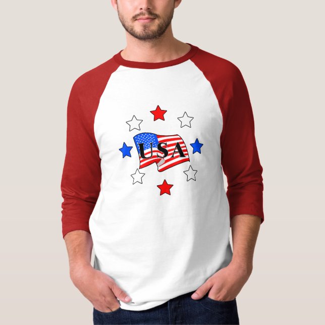Camiseta Toda a bandeira e estrelas dos EUA (Frente)
