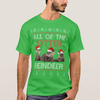 Camiseta Toda a camisola feia de Natal de rena de lontra