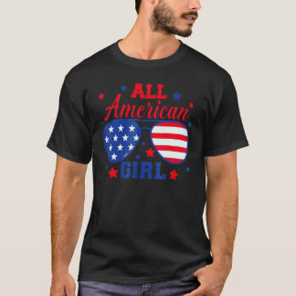 Camiseta Toda a Garota Americana Óculos de Sol de 4 de Julh