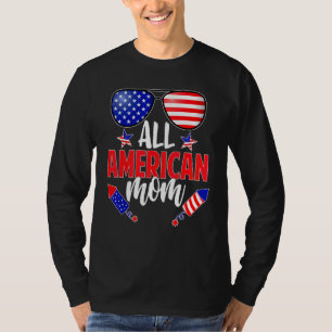 Camiseta Toda a Mãe Americana Nós Bandeiras Óculos Solares