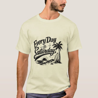 Camiseta Toda a Vida é Sábado Vibes de Férias Retrô na Prai