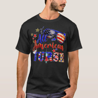 Camiseta Toda Enfermeira Americana 4 de julho Patriótica Am