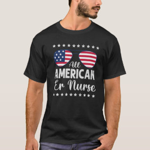 Camiseta Toda Enfermeira Americana 4 De Julho Roupa Sunglas