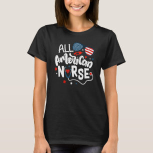 Camiseta Toda Enfermeira Americana Bandeira Patriótica USA 