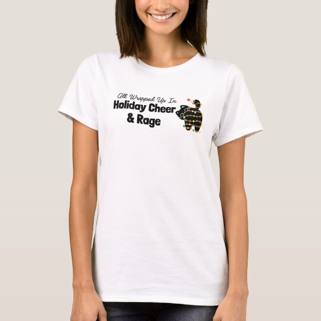 Camiseta Toda Envolta em Alegria e Raiva de Fim de Ano com  (Frente)