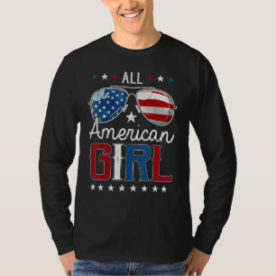 Camiseta Toda Menina Americana Óculos de Sol para Família n