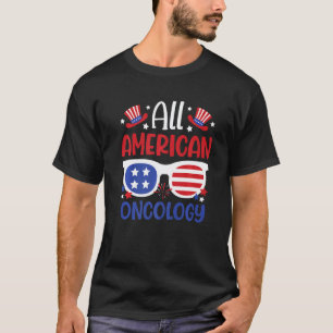 Camiseta Toda Oncologia Americana 4 De Julho Patriótica Ban