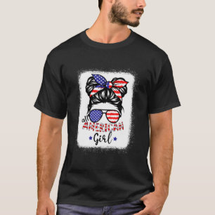 Camiseta Todas Americana 4 De Julho Filha Coque Desgrenhado
