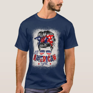 Camiseta Todas as americanas 4 de julho Filha Mensagem Bun