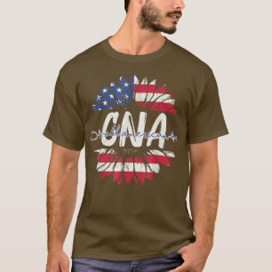 Camiseta Todas as CNA Americanas Bandeira Americana Sunflow
