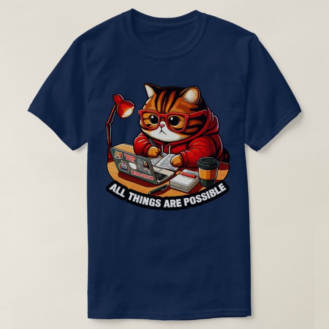 Camiseta Todas As Coisas São Possíveis Para O Laptop De Gat (Frente do Design)