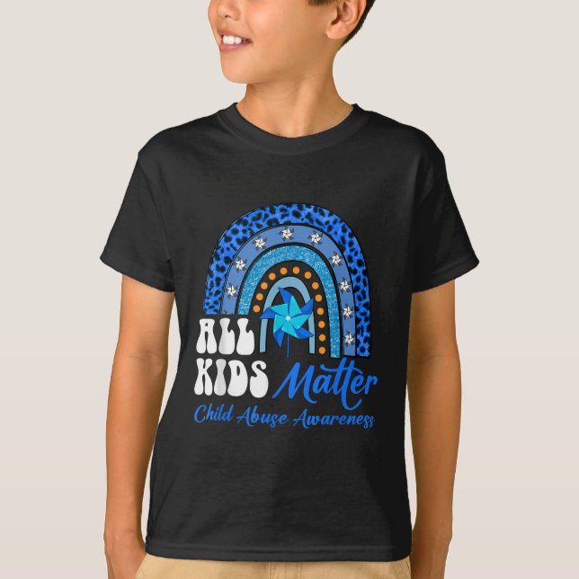 Camiseta Todas as Crianças - Abuso Infantil Azul-Arco-Íris  (Frente)