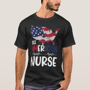 Camiseta Todas As Enfermeiras Americanas Bandeiras 4 De Jul