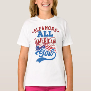 Camiseta Todas as garotas americanas 4 de julho, com nome p