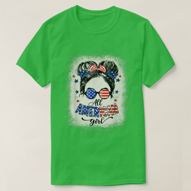Camiseta Todas As Meninas Americanas Em 4 De Julho Filha Me (Frente do Design)