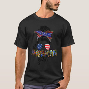 Camiseta Todas as Meninas Americanas Mensagens Bun Usa Band