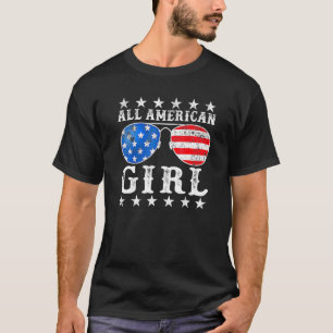 Camiseta Todas As Meninas Americanas Óculos Solares Usa Ban