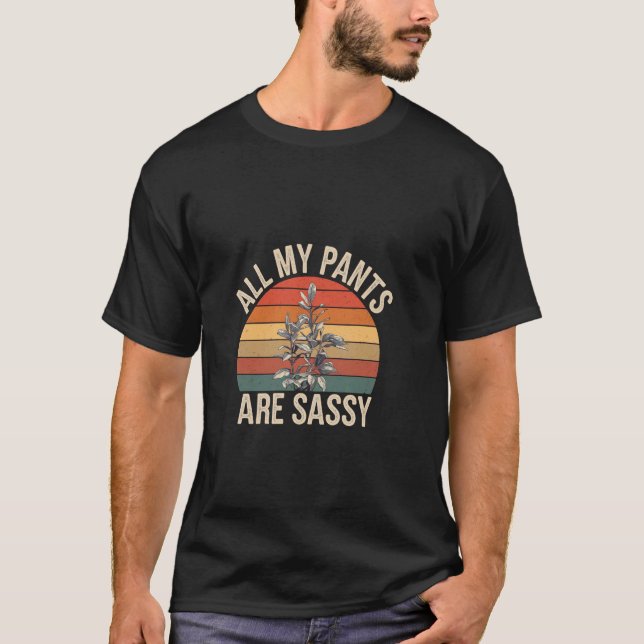 Camiseta Todas as minhas calças têm atitude ousada de moda  (Frente)