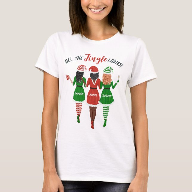 Camiseta Todas as Mulheres Jingle Irmãs Felizes Natal (Frente)