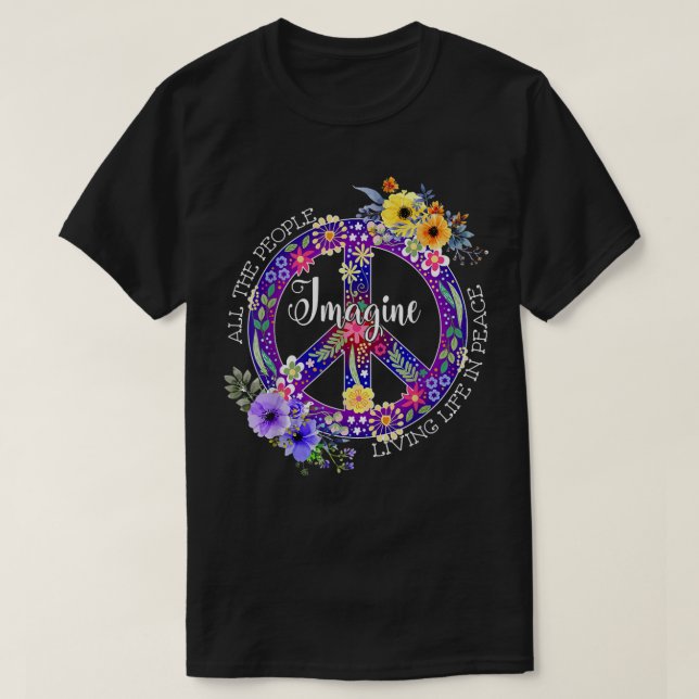 Camiseta todas as pessoas imaginam viver em paz (Frente do Design)