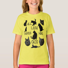 Camiseta Todas As Vidas Merecem Nove Gatos Divertidos, Cota