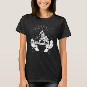 Camiseta Todas Vendo Fases da Lua da Lua da Mão de Hamsa Es
