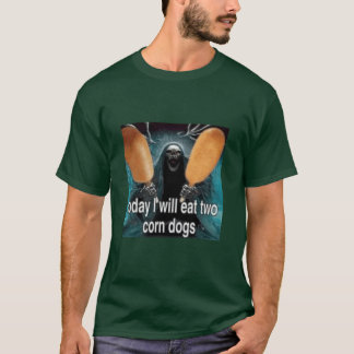 Camiseta today I will eat two corn dogs awesome badass skel
