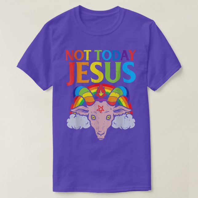 Camiseta Today Not Jesus Satan Goat Satanic Rainbow Satanis (Frente do Design)